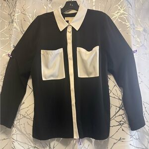 Chic Black and White Button-Up Shirt by Michael Kors